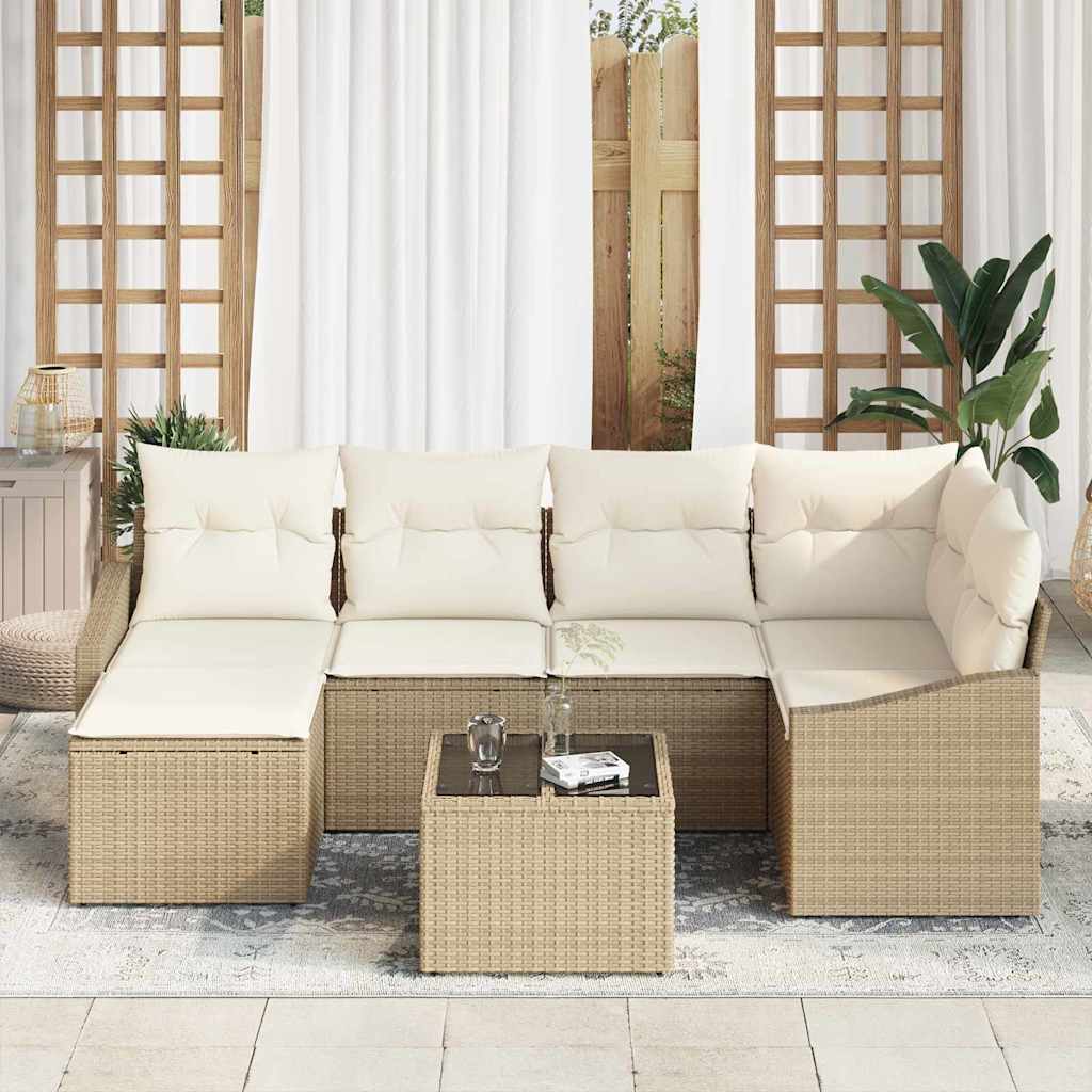 Garten Essgruppe mit Kissen 6 pcs Schwarz und Creme