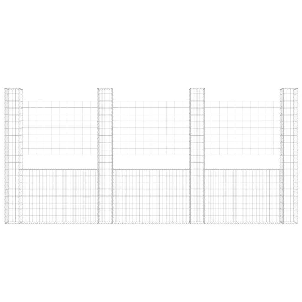 Gabionenkorb U-Form mit 2 Säulen Eisen 140x20x150 cm