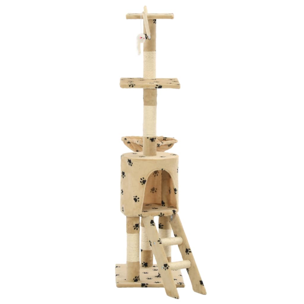 Katzen-Kratzbaum mit Sisal-Säulen 138 cm Grau