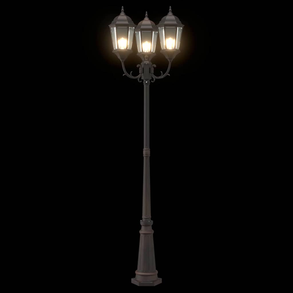 Gartenlaterne 3-flammig 230 cm Dunkelgrün/Schwarz Aluminium