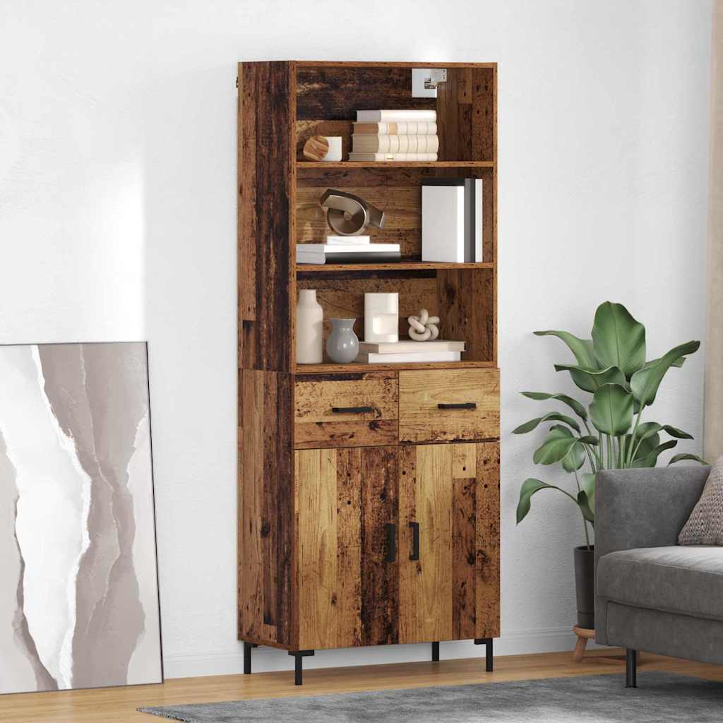 Highboard Hochglanz-Weiß 69,5x34x180 cm Holzwerkstoff