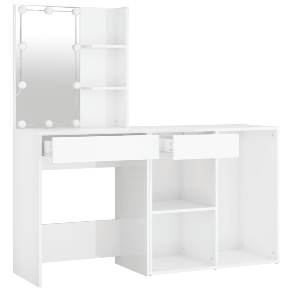 LED-Schminktisch mit Schrank Weiß Holzwerkstoff