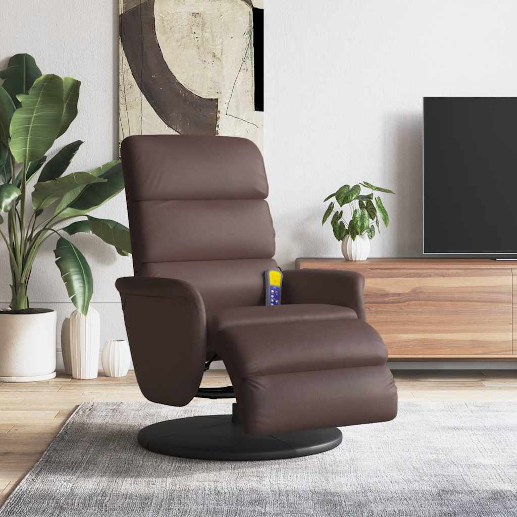 Massagesessel mit Fußteil Schwarz Kunstleder