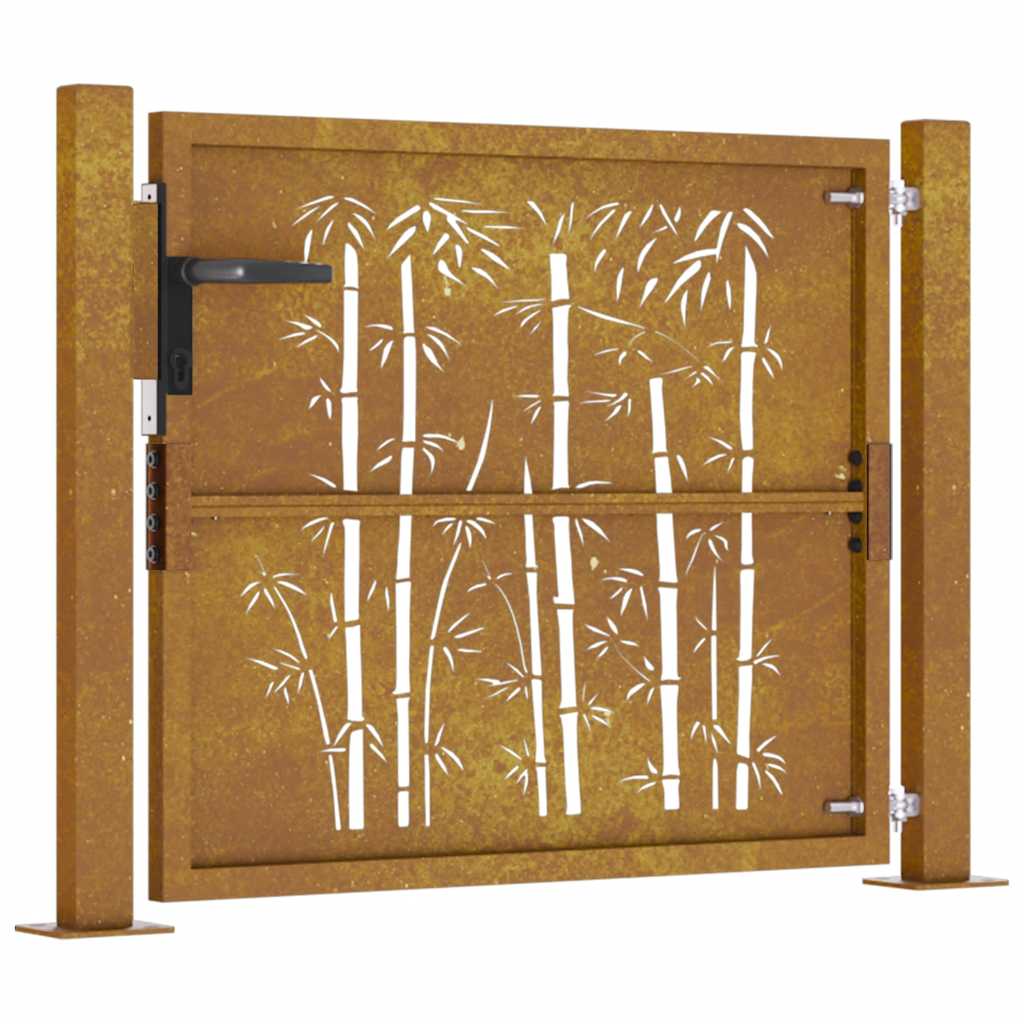 Gartentor 100x75 cm Cortenstahl Bambus-Design