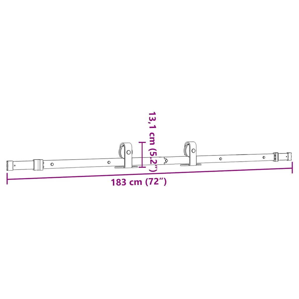 Schiebetürbeschlag-Set 183 cm Stahl Schwarz