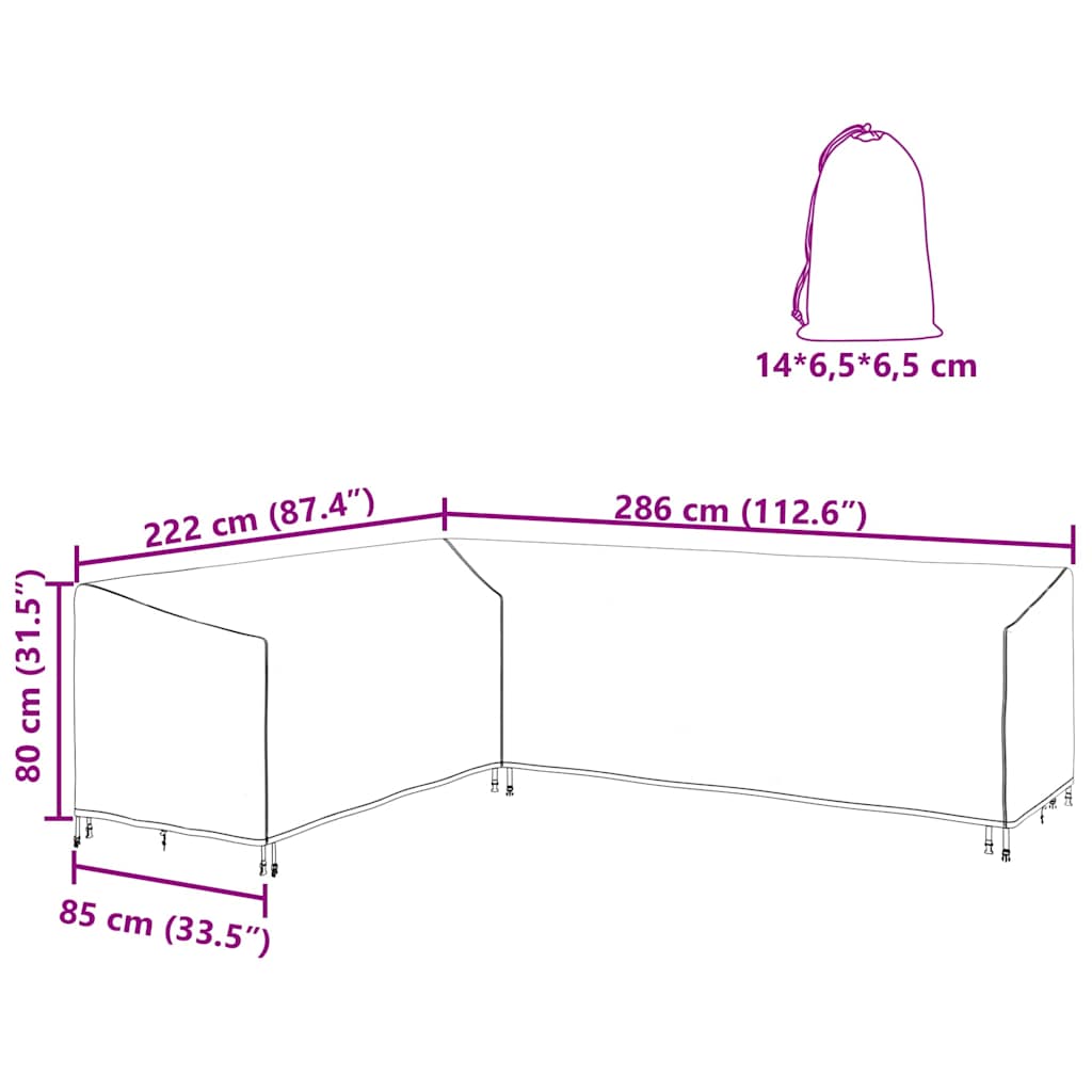 Möbelbezug Schwarz 235 x 235 x 85 cm 210D Oxford Stoff