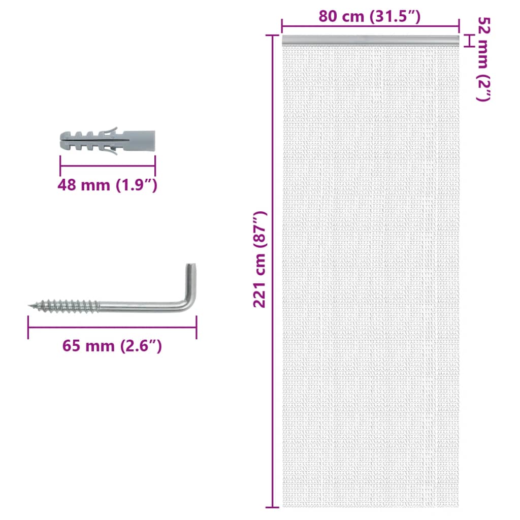 Türvorhang aus Ketten 56x186 cm Aluminium