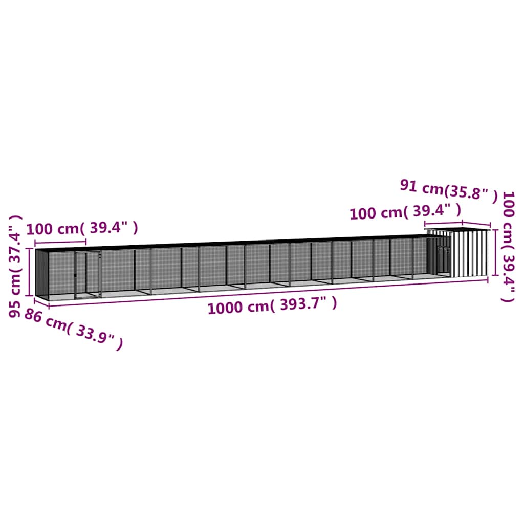 Hühnerkäfig Anthrazit 200x91x100 cm Verzinkter Stahl