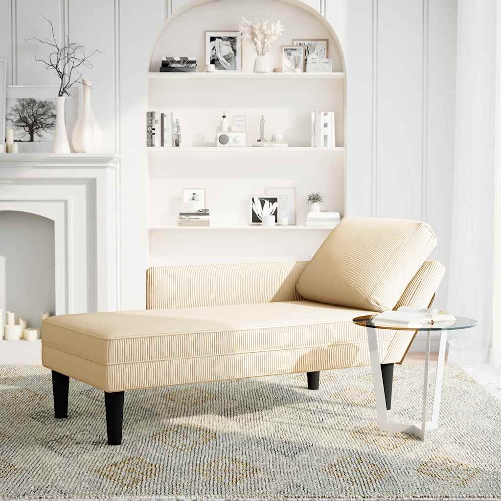 Chaiselongue mit Kissen Hellgrau Cordstoff