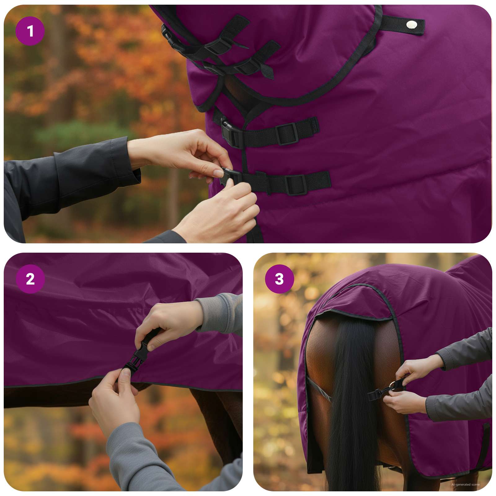 Pferdedecke Dunkelgrün und Schwarz 75 cm Polyester