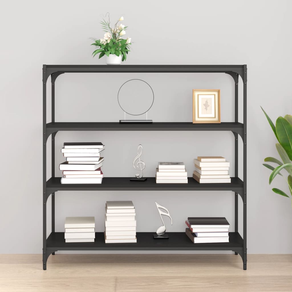 Bücherregal Schwarz 40x33x70,5 cm Holzwerkstoff und Stahl