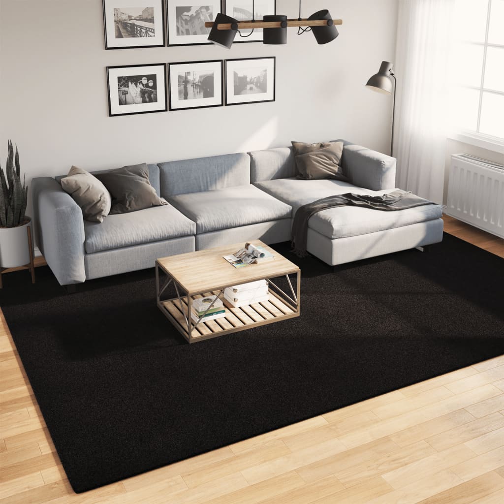 Teppich HUARTE Kurzflor Weich und Waschbar Anthrazit 60x110 cm