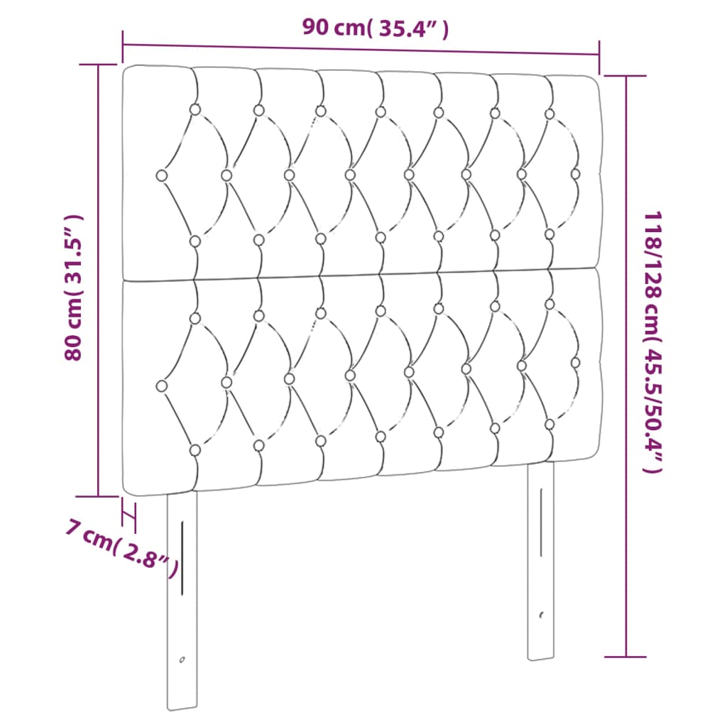 Kopfteil Hellgrau 80x7x118/128 cm Samt