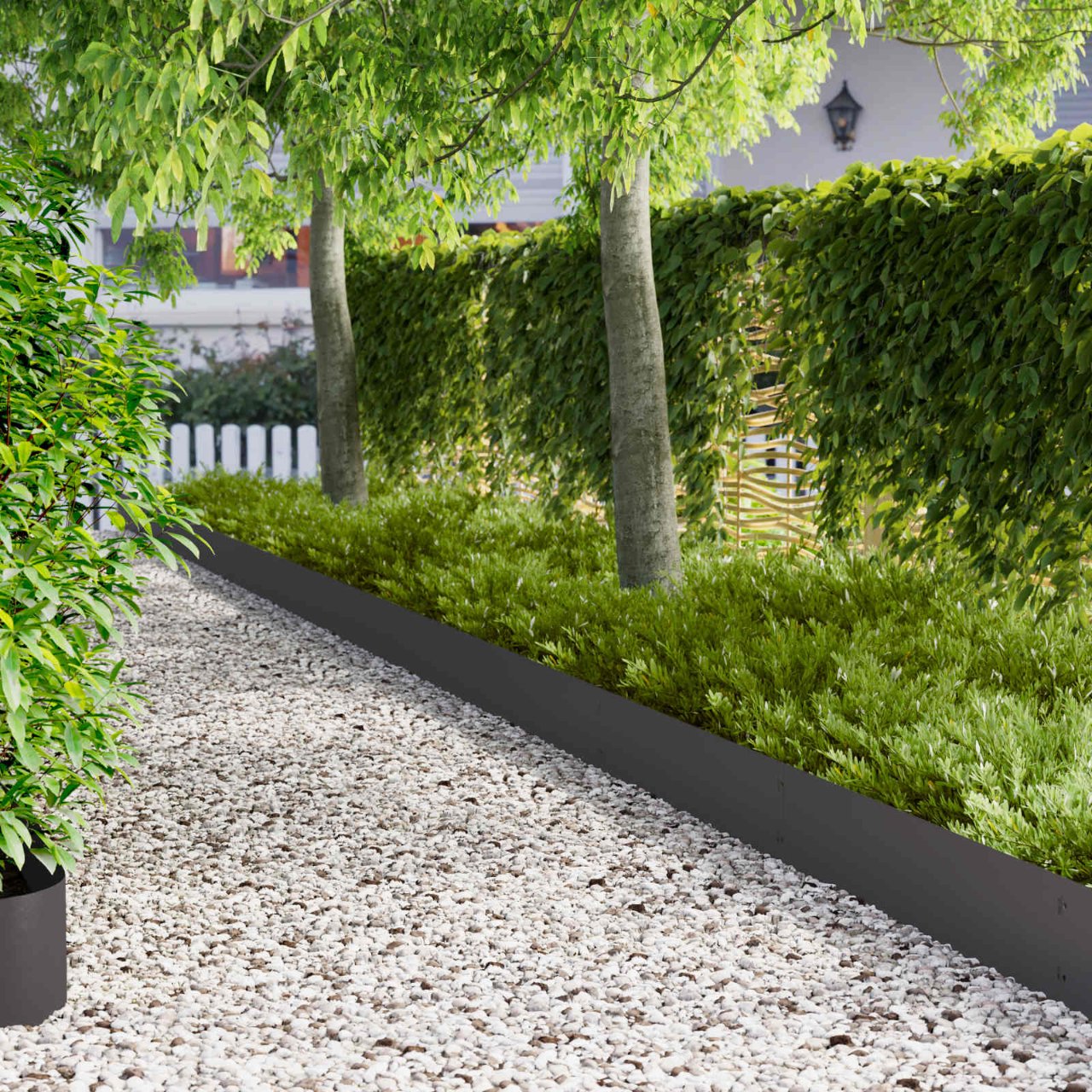 Raseneinfassung 10 pcs Länge Höhe 103 x 15 cm Stahl Schwarz