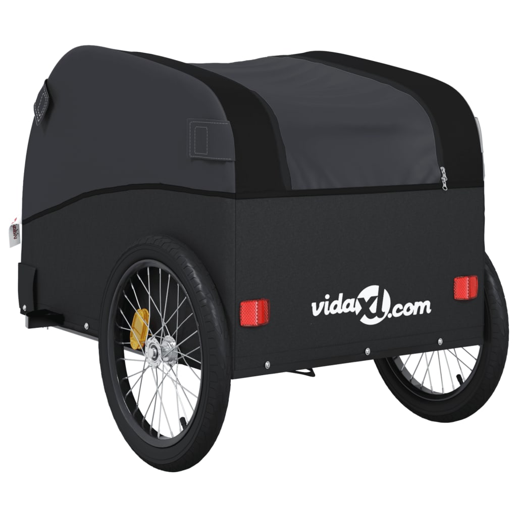 Fahrradanhänger Schwarz und Orange 30 kg Eisen