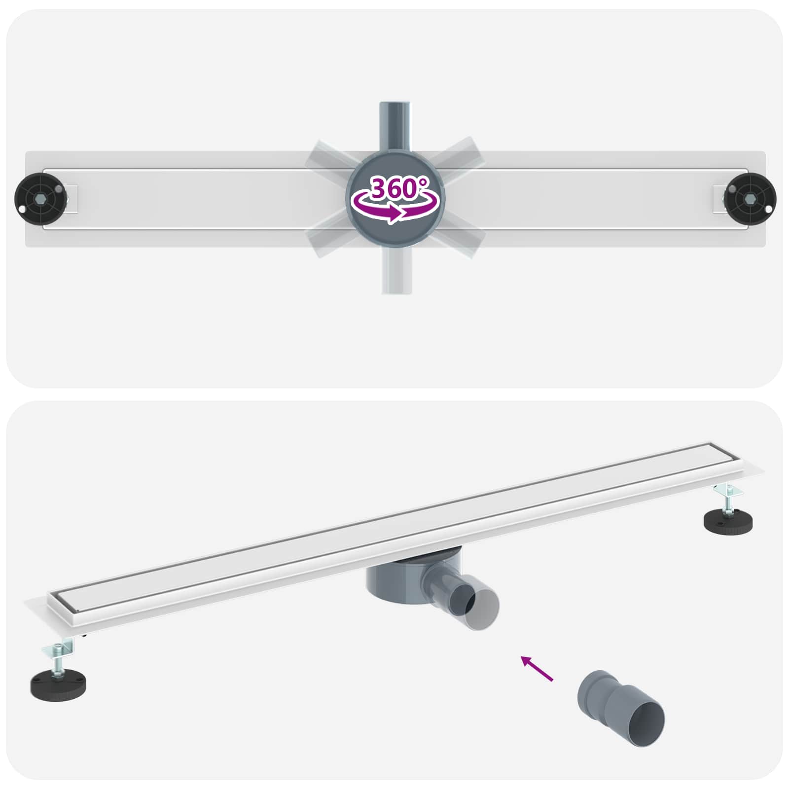 Duschablauf 2-in-1 mit 360° Siphon Silber 54 x 11 x 9,5 cm