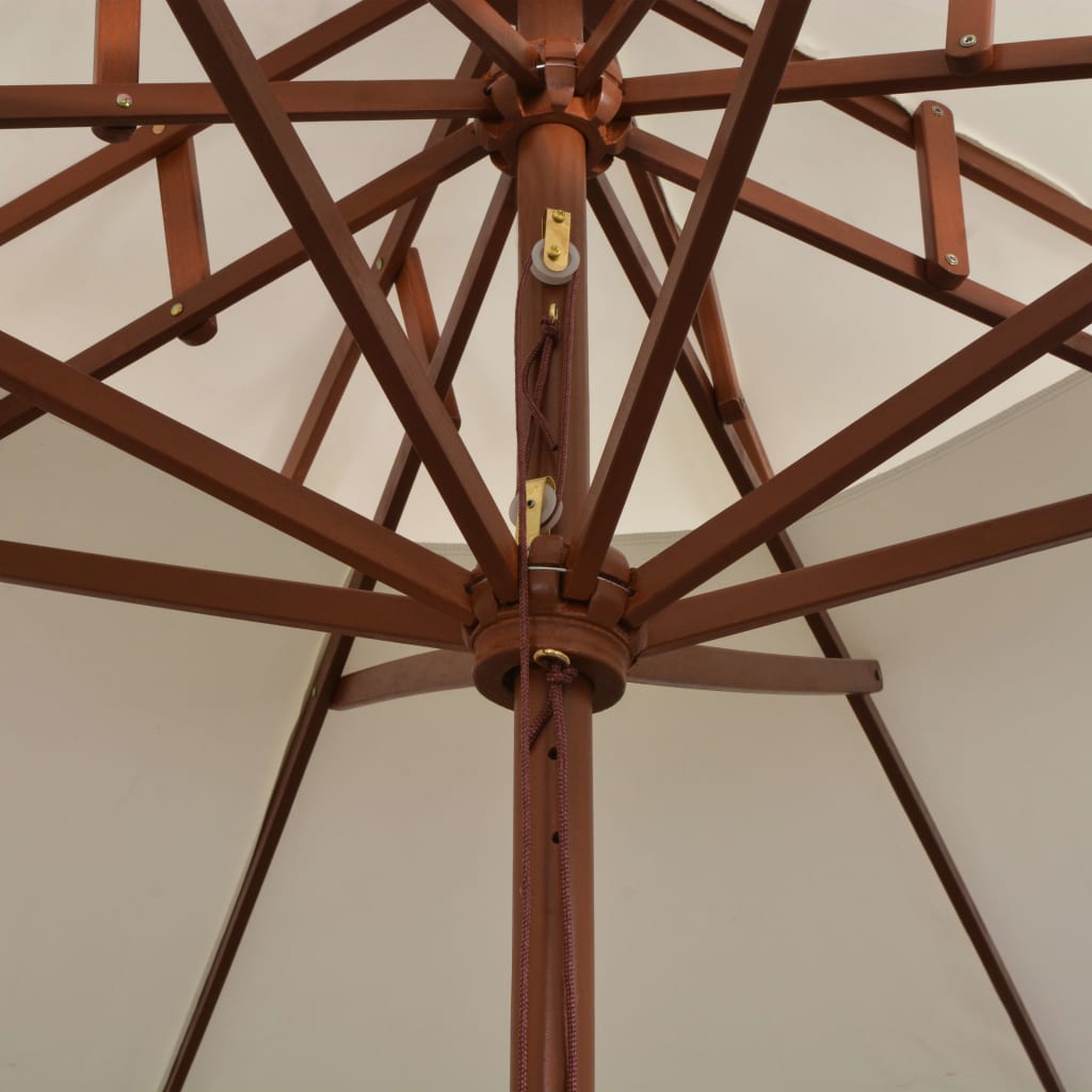 Sonnenschirm mit Doppeldach und Holz-Mast Schwarz 270 cm