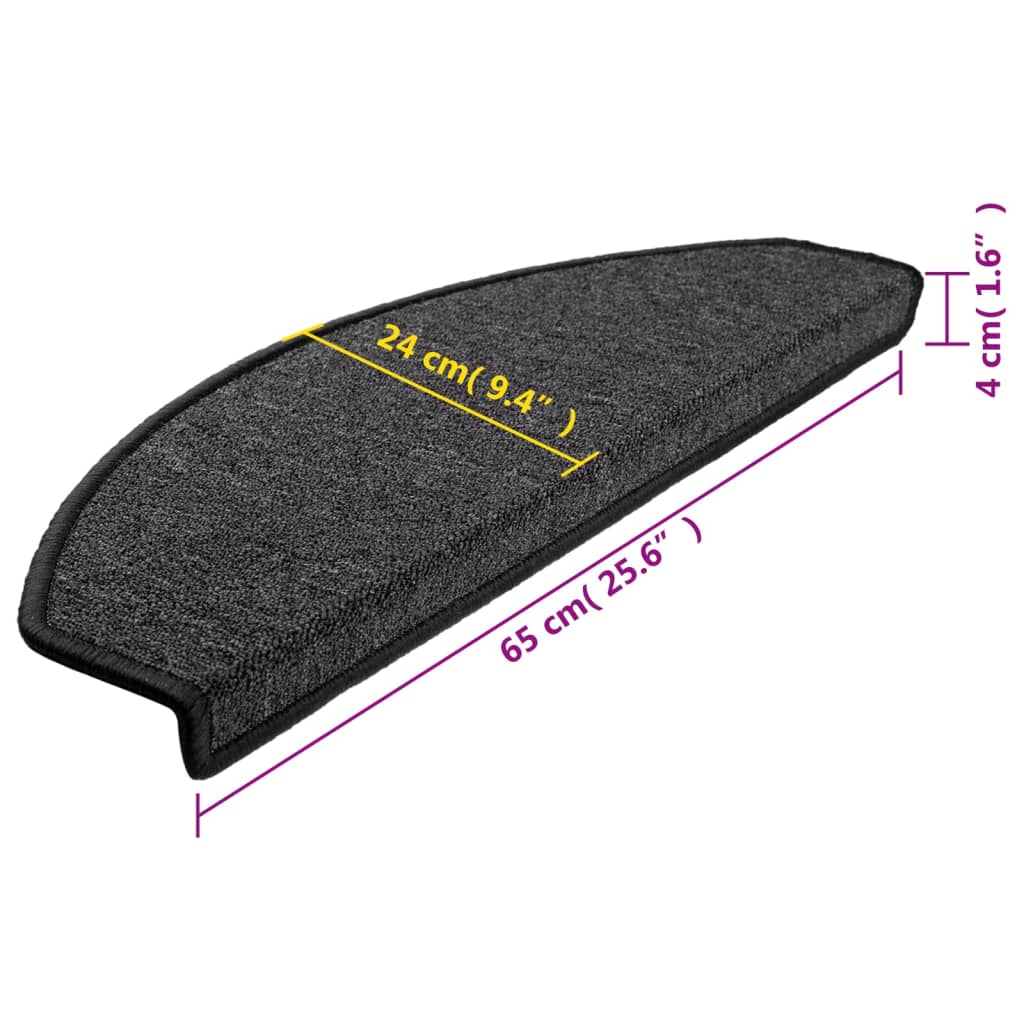 Stufenmatten 15 Stk. 56x17x3 cm Anthrazit Halbrund