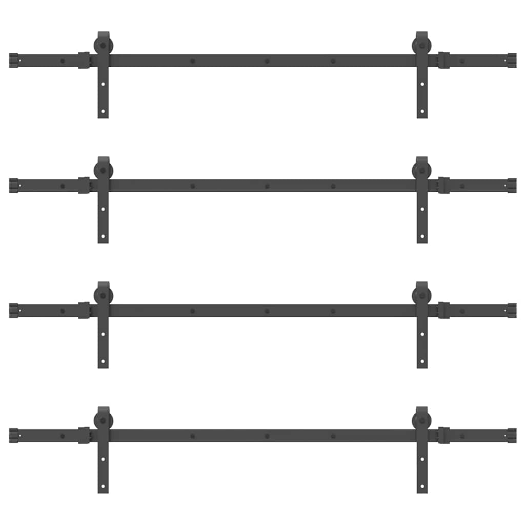 Schiebetürbeschlag-Set 152,5 cm Stahl Schwarz