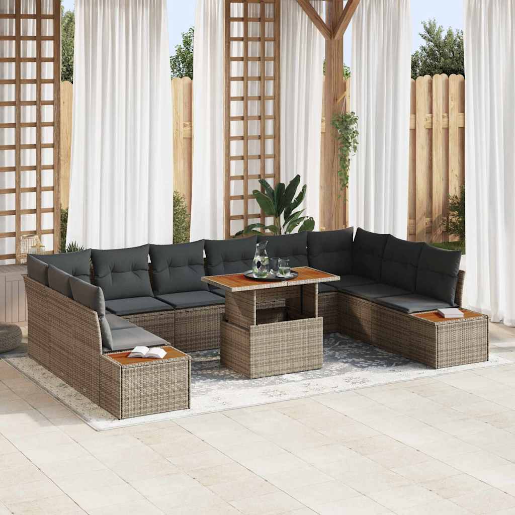 Garten Essgruppe mit Kissen 11 pcs Schwarz und Beige
