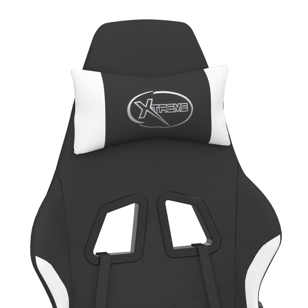 Gaming-Stuhl mit Massagefunktion Schwarz und Creme Stoff