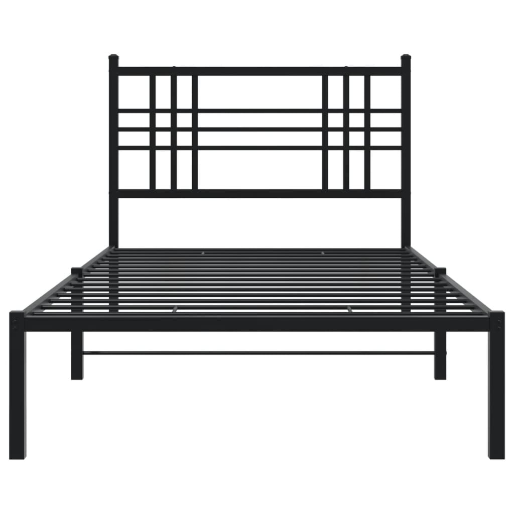Bettgestell mit Kopf- und Fußteil Metall Schwarz 90x200 cm