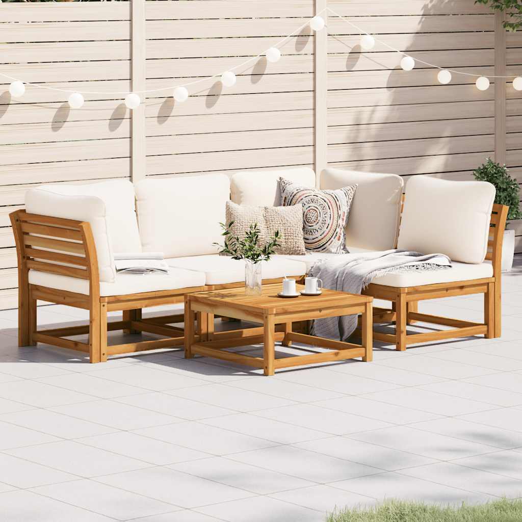 4-tlg. Garten-Lounge-Set mit Kissen Massivholz Akazie