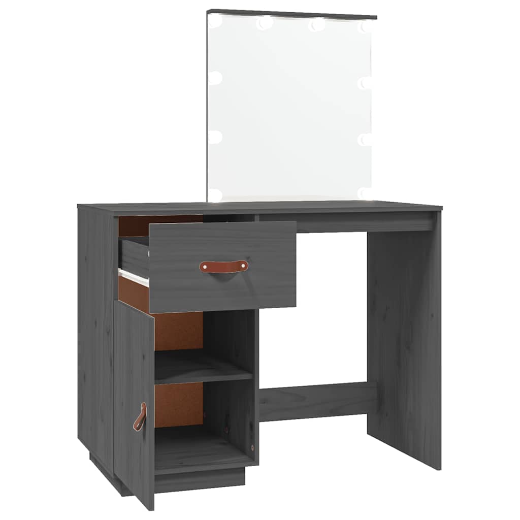 Schminktisch mit LED 95x50x133,5 cm Massivholz Kiefer