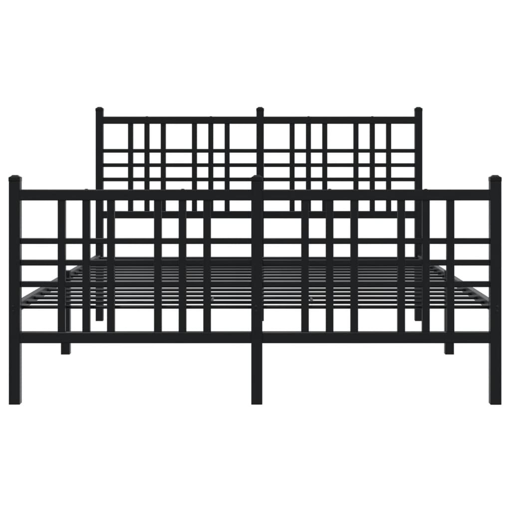Bettgestell mit Kopf- und Fußteil Metall Schwarz 90x200 cm