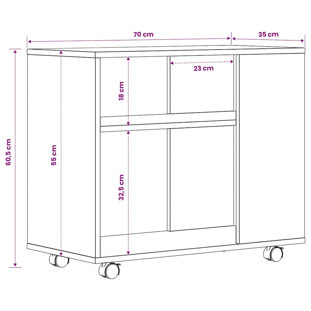 Beistelltisch Weiß 70x35x55 cm Holzwerkstoff