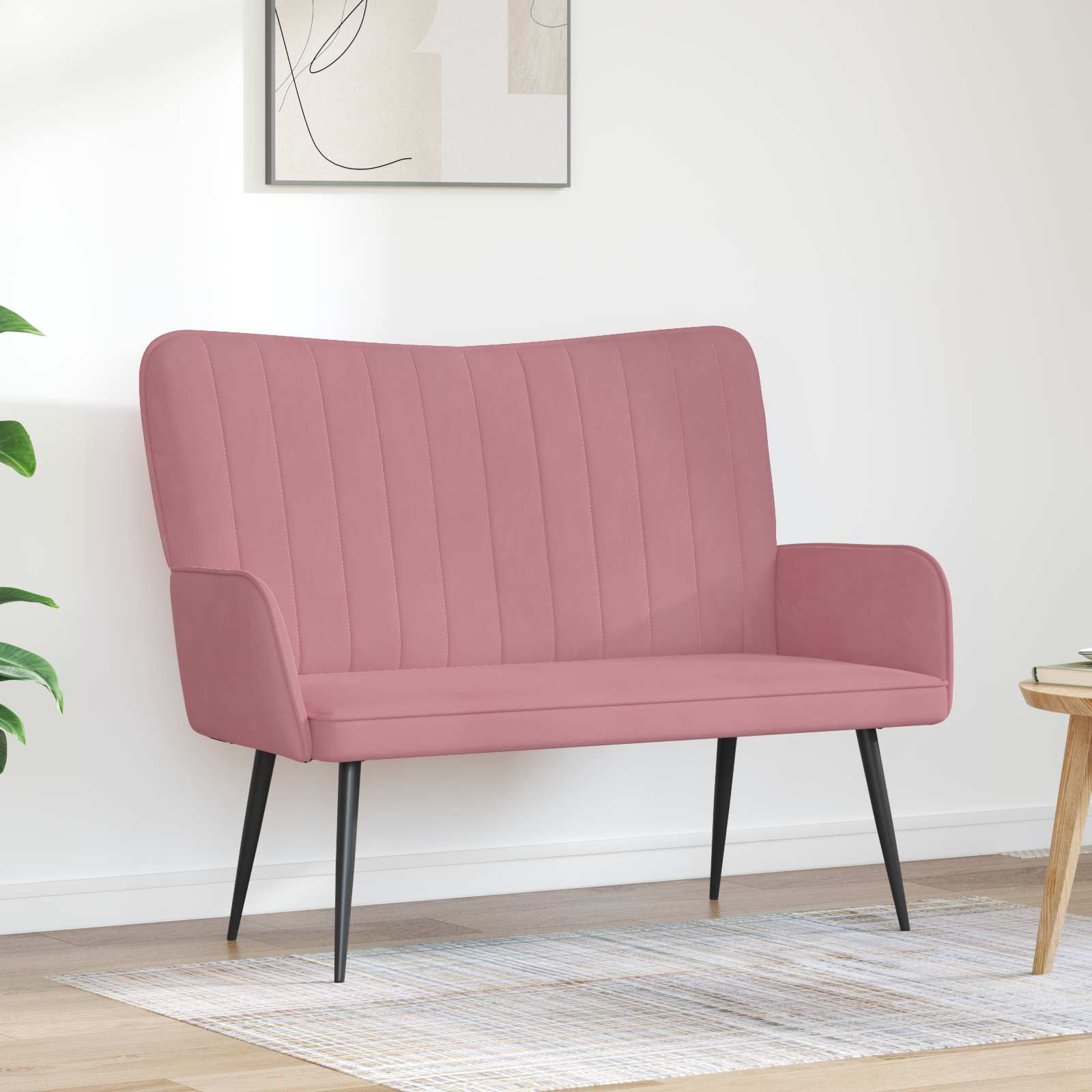 2-Sitzer Sofa Hellgrau 115 x 61 x 87 cm Samt (V)