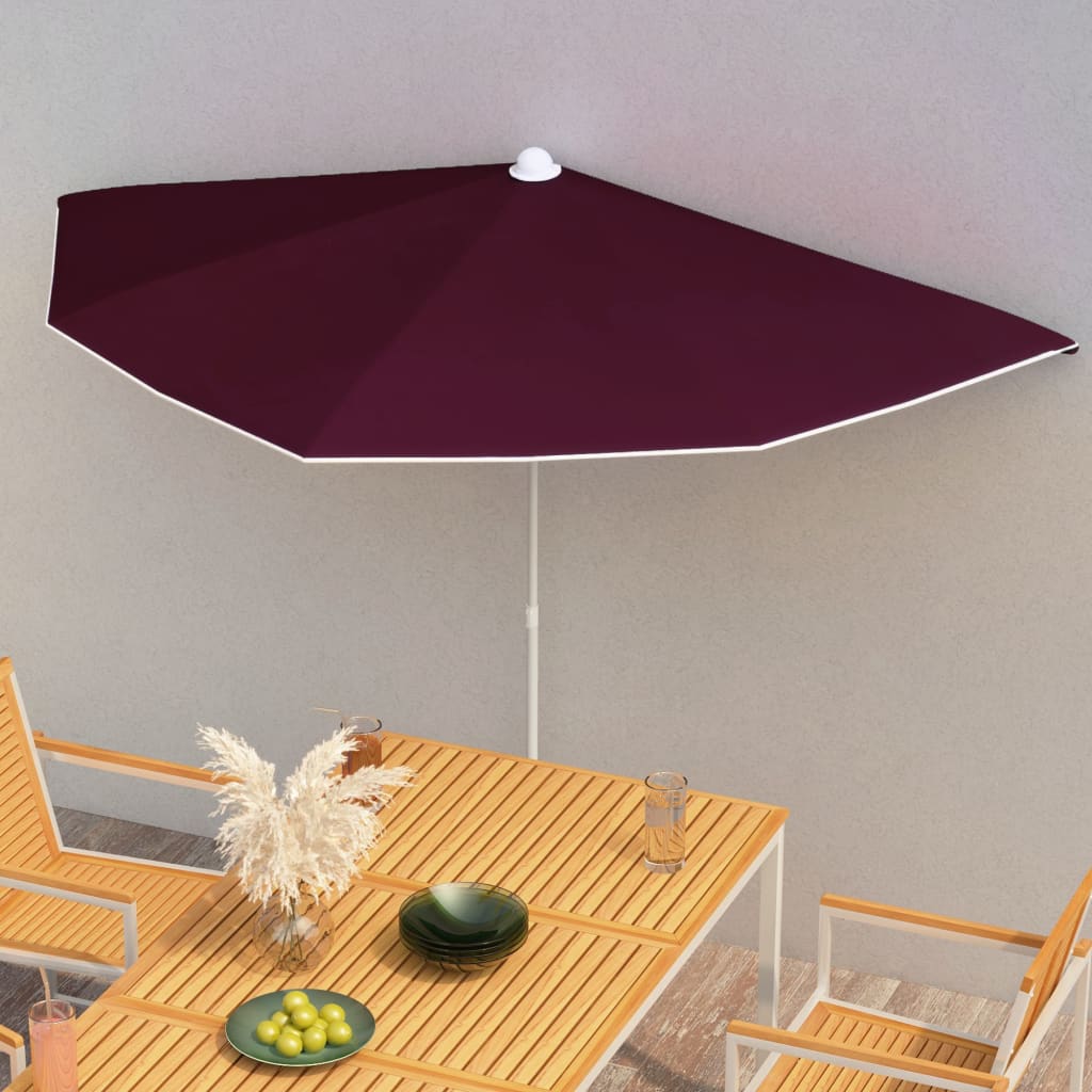 Halb-Sonnenschirm mit Mast 180x90 cm Anthrazit