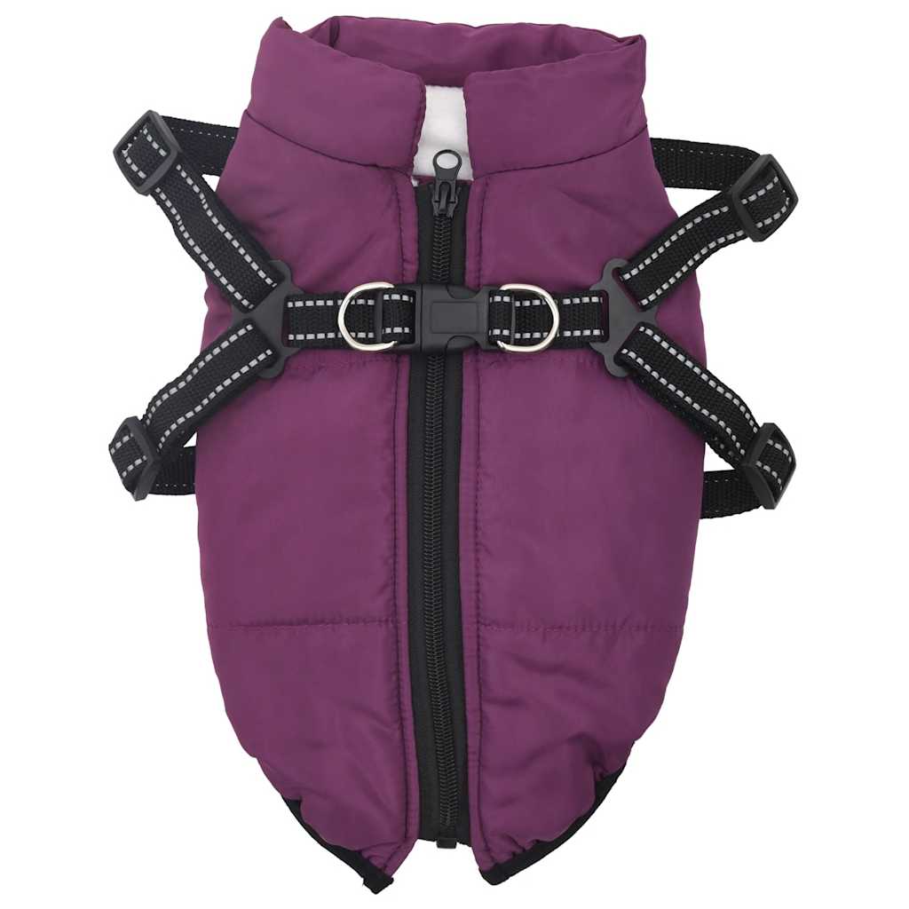 Hundemantel mit Geschirr Wasserdicht Reflektierend Lila L48