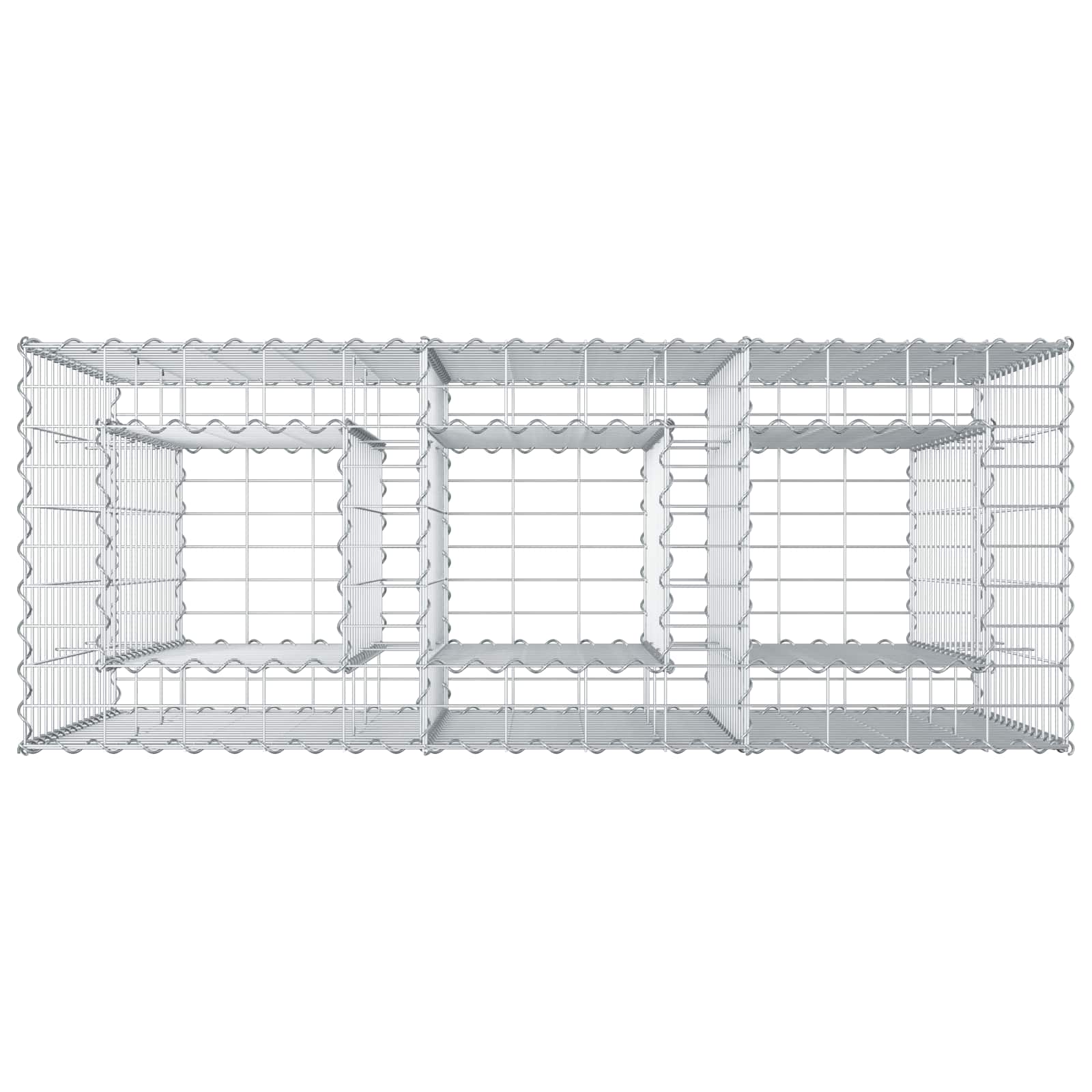 Gabionen Hochbeet 2 pcs Silber 260 x 60 x 55 cm