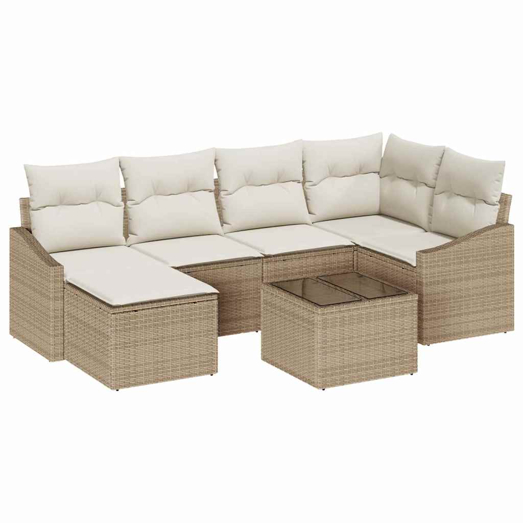 Garten Essgruppe mit Kissen 6 pcs Schwarz und Creme