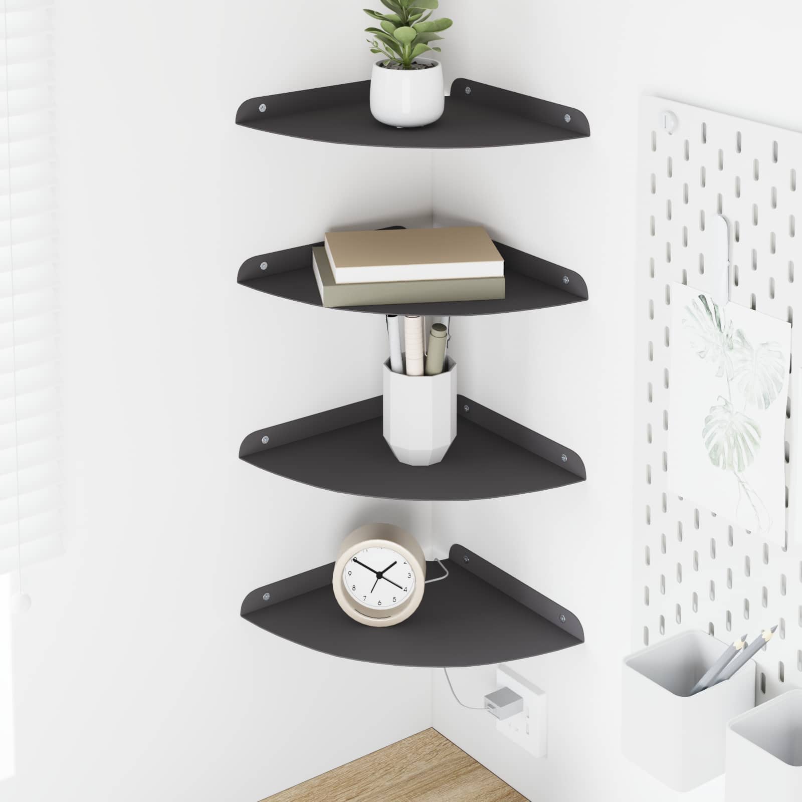 Schwebendes Regal mit Regal 2 pcs Schwarz 15 x 15 x 2 cm