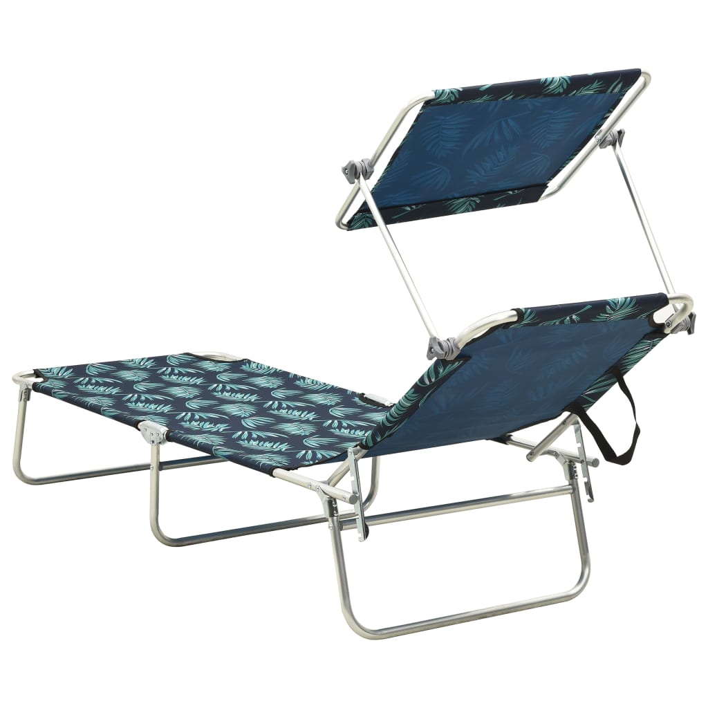Klappliege mit Sonnendach Grün Aluminium