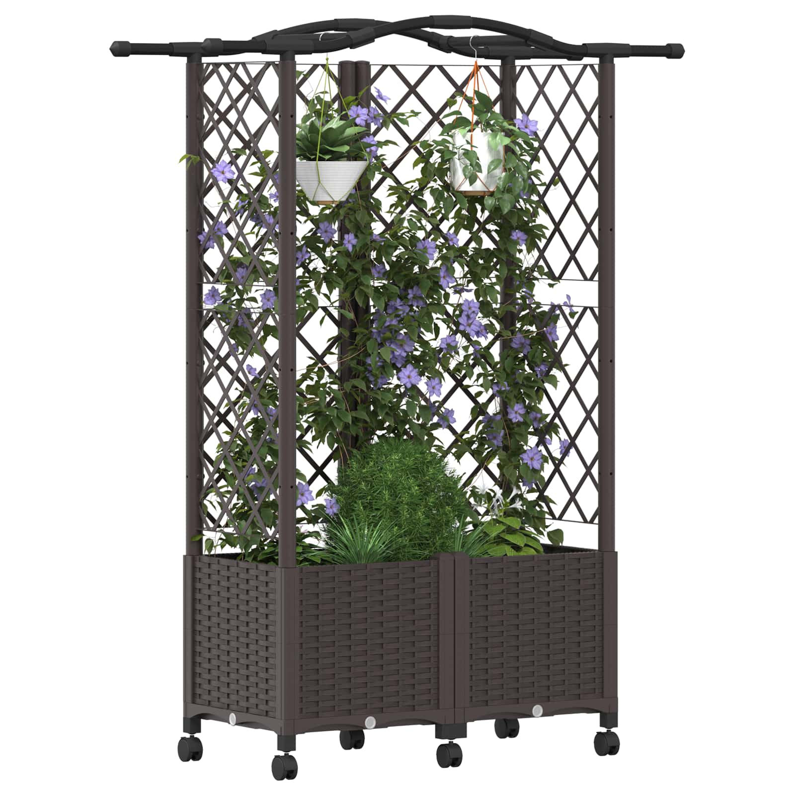 Hochbeet mit Rankgitter und Dach Braun 124 x 40 x 123 cm PP
