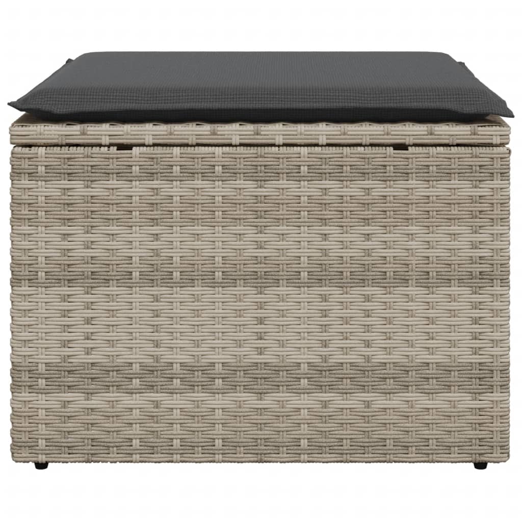 Gartenhocker mit Kissen Schwarz 55x55x37 cm Poly Rattan