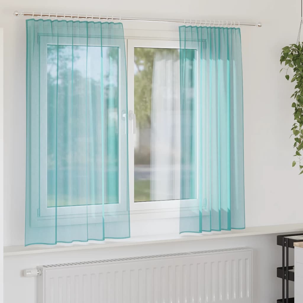 Voile Vorhänge mit Ösen 2 Stk. Apfelgrün 140x140 cm