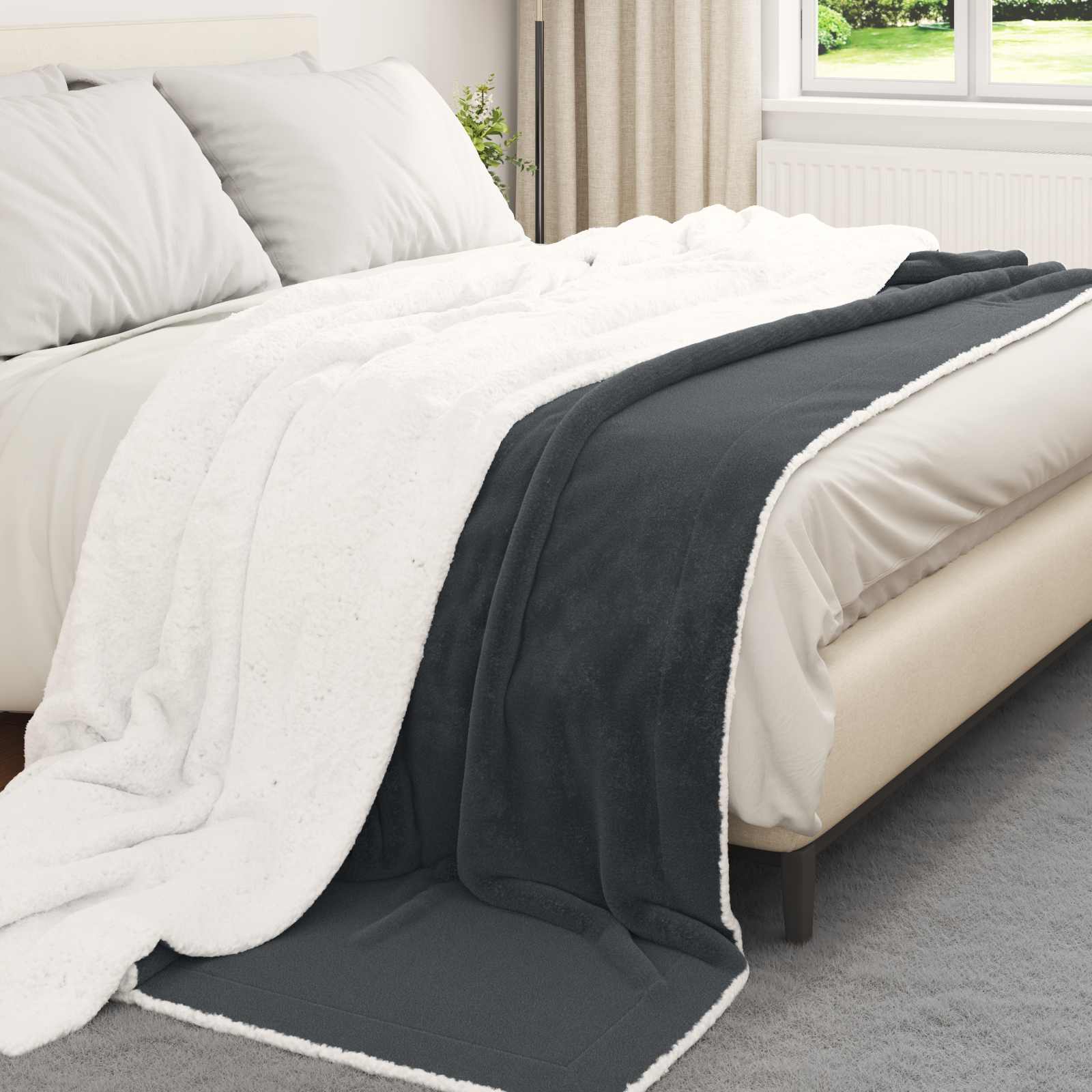 Überwurfdecke Beige 130 x 150 cm Fleece