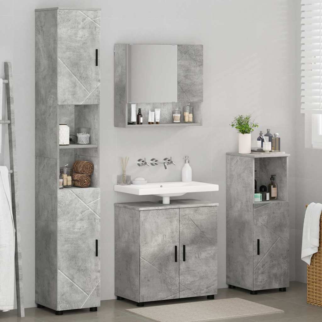 Badezimmermöbel-Set mit Tür 4 pcs Weiß Holzwerkstoff & Metall