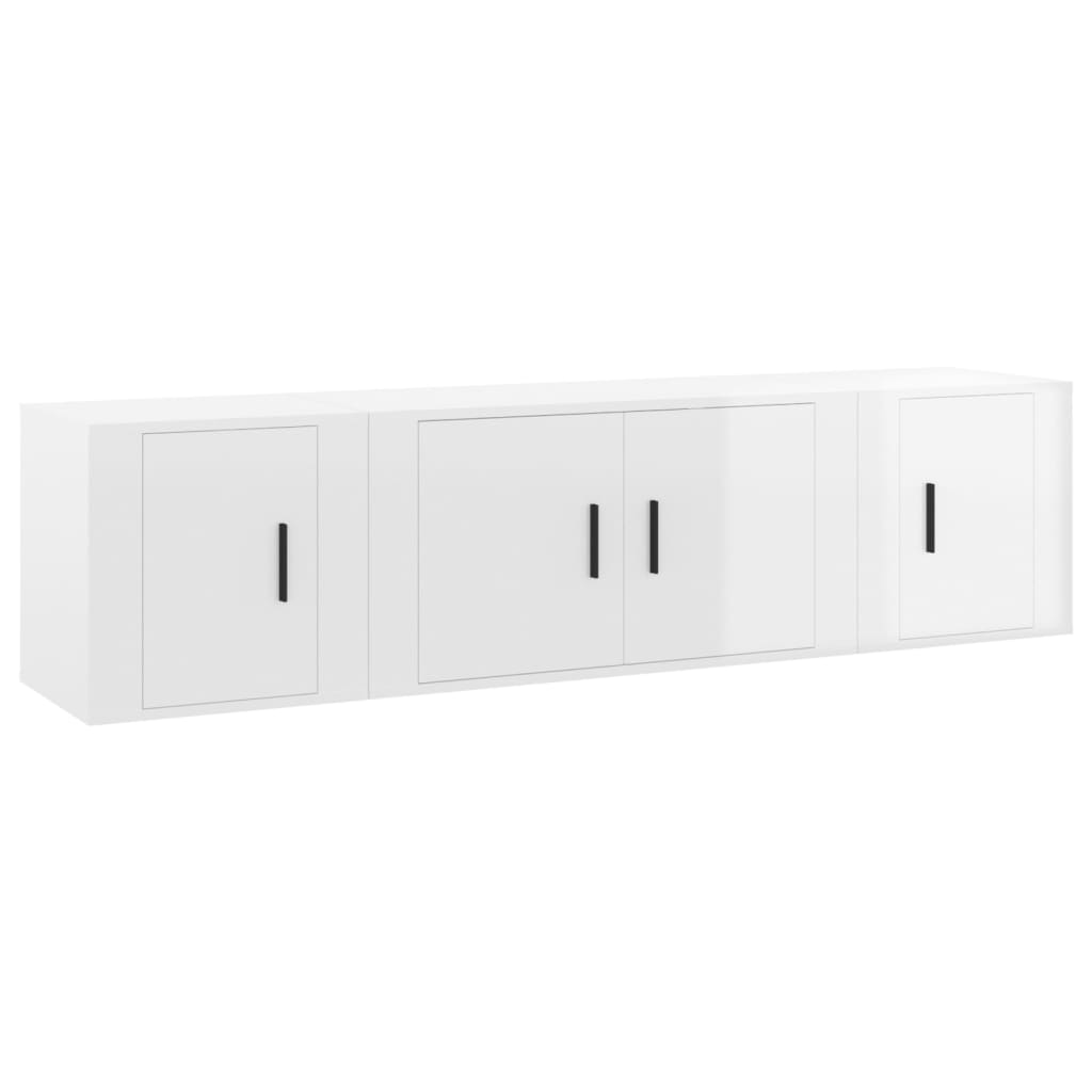 3-tlg. TV-Schrank-Set Weiß Holzwerkstoff