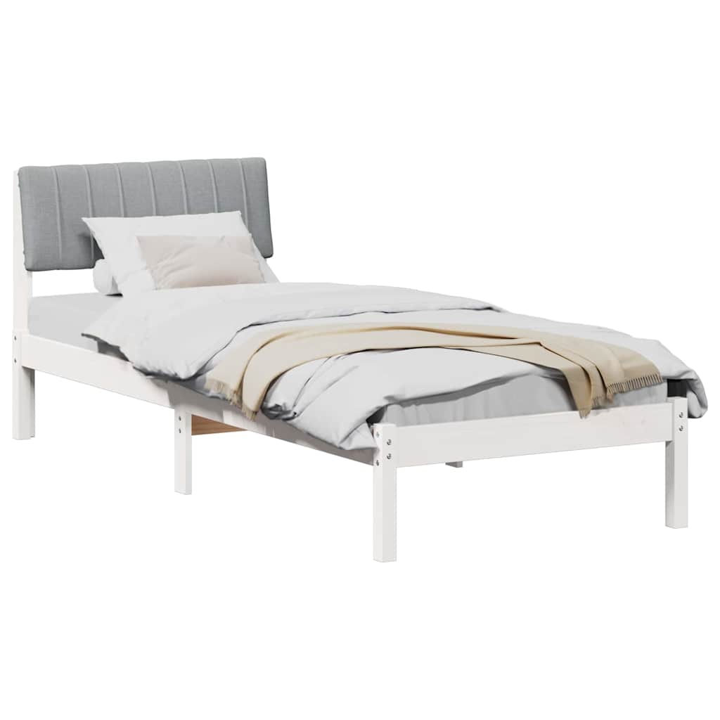Bettgestell Braun und hellgrau 200 x 200 cm Massivholz Kiefer