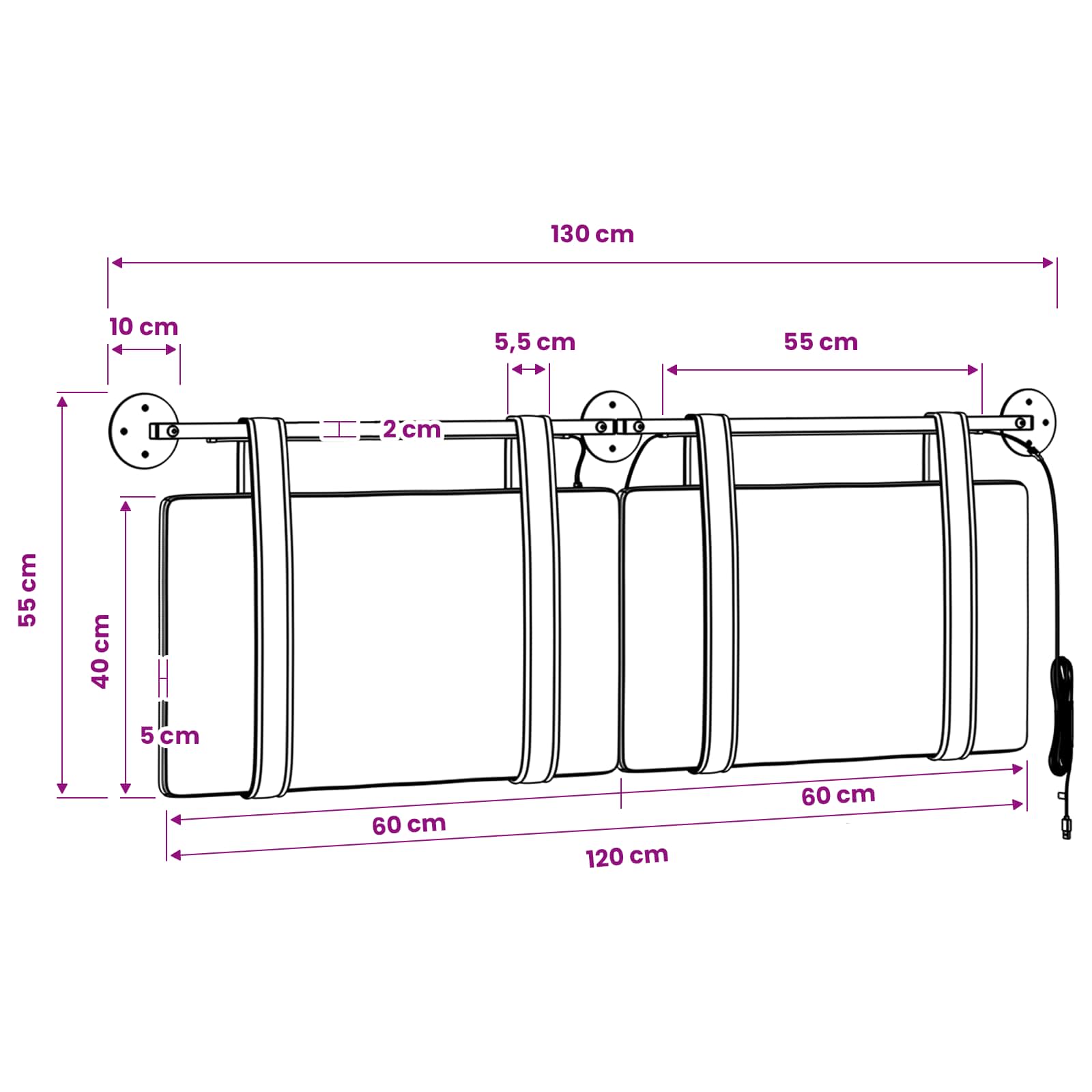 Hängendes Kopfteil Mit LED Licht Wolkengrau Antikes PU