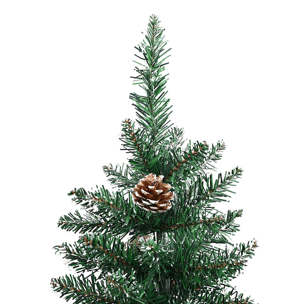 Weihnachtsbaum Schlank mit Echtholz und Zapfen Grün 150 cm PVC