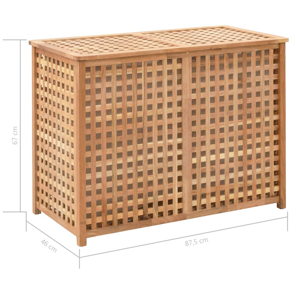 Wäschekorb 39x39x65 cm Massivholz Walnussholz