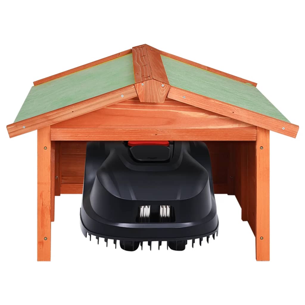 Roboter-Rasenmäher Garage 72x87x50 cm Grau Weiß Tannenholz
