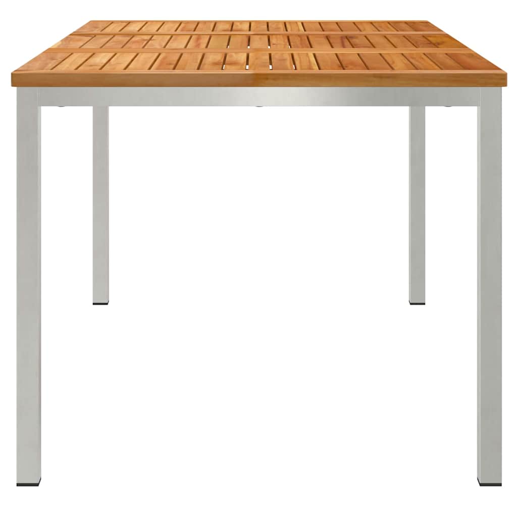 Esstisch 90x90x75 cm Massives Akazienholz und Edelstahl