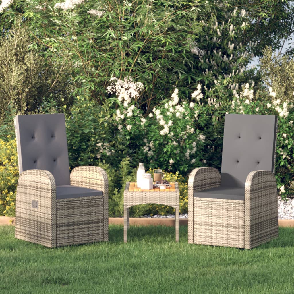Garten-Liegestühle 2 Stk. mit Auflagen Poly Rattan Schwarz